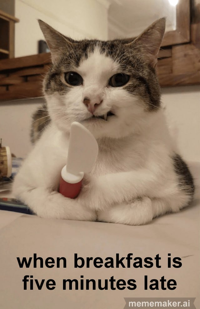 “when breakfast is _ five minutes late ‘anenrenel