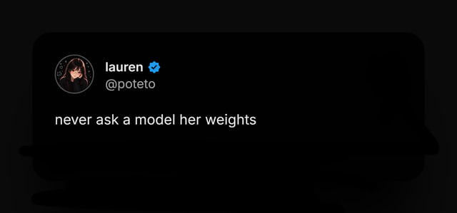 neverask a model her,weights