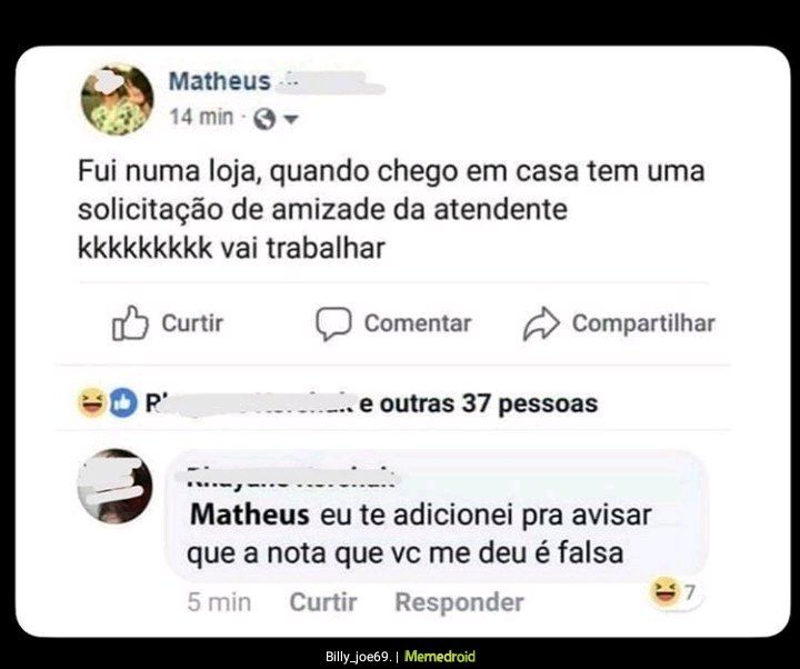 «Solicitação de amizade da atendente: kkkkkikkte vaitrabal Responder: