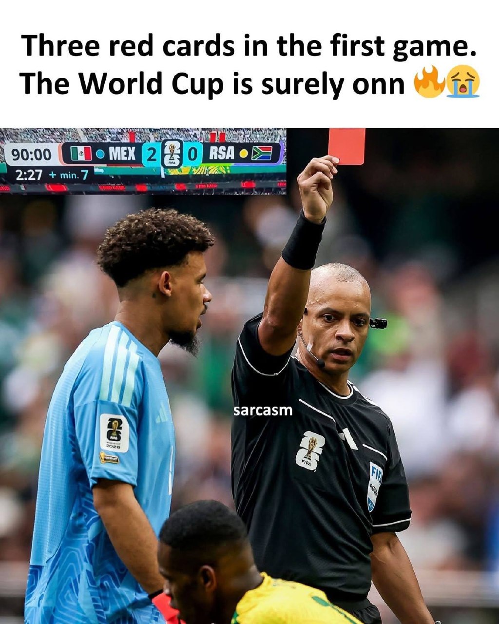 Three red cards in the first game. The World Cup is surely onn & OG