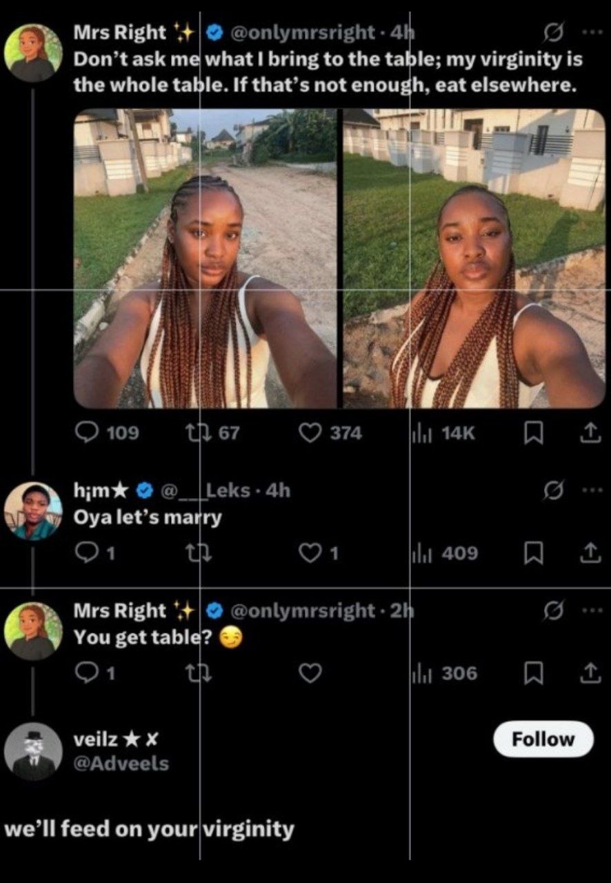 Nigeria Life a woman with braids and a tweet